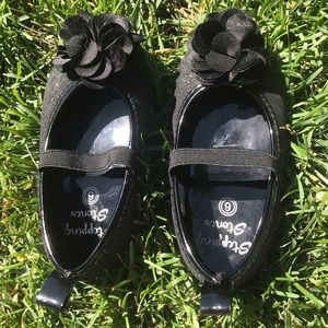 Toddler Black Sparkle Flats Size 7 Stepping Stones